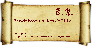 Bendekovits Natália névjegykártya
